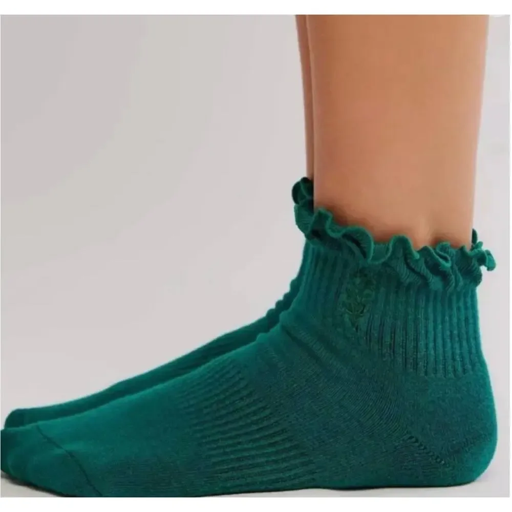 FP Movement Women's Classic Ruffle Socks, Midnight Jade
